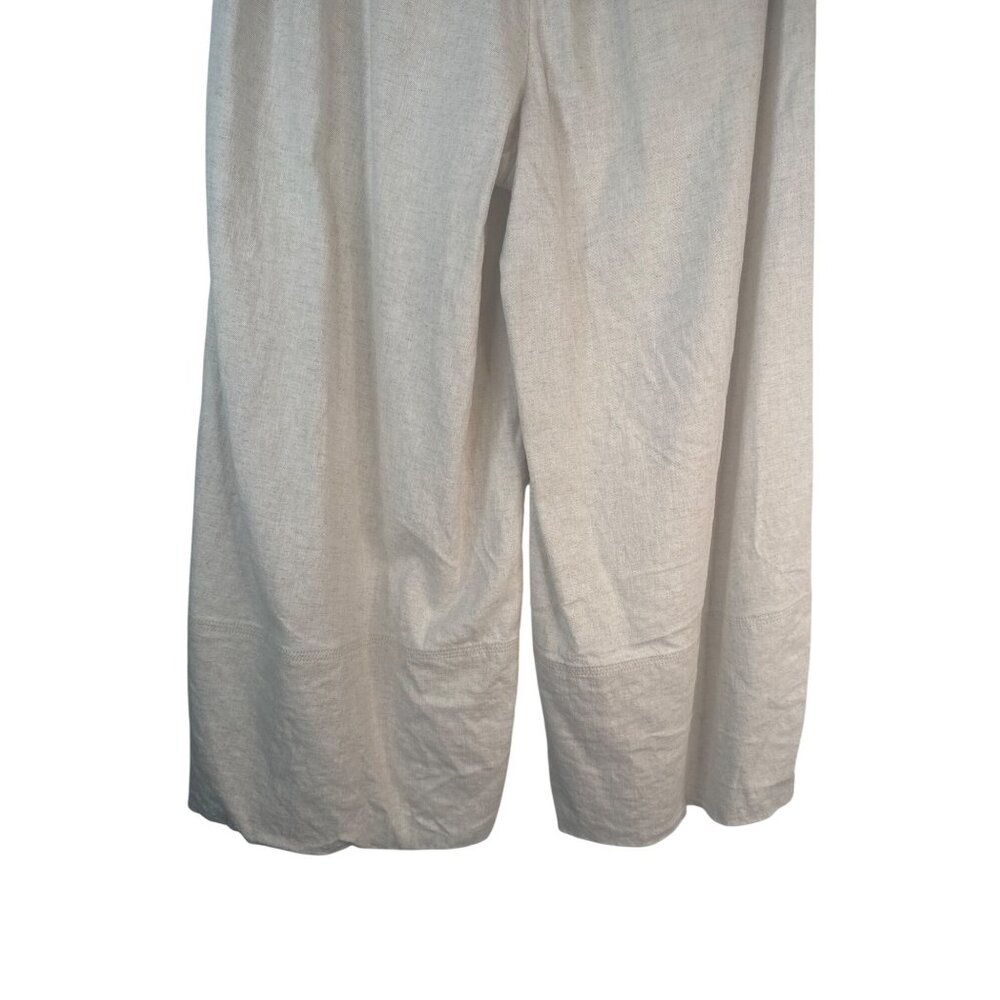 Banana Republic Wide Leg S Cropped Linen Blend Pants Soft Neutral Comfortable - Picture 12 of 16